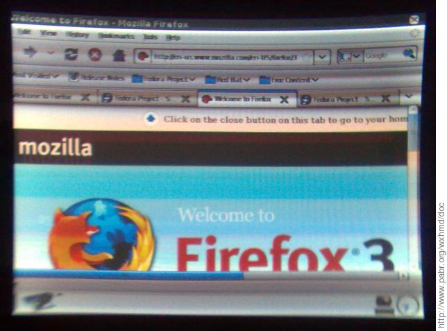 Firefox in the HMD (X11 running remotely over WiFi)